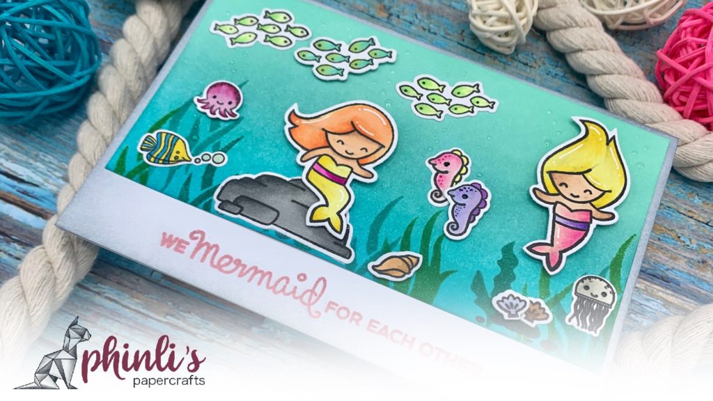 lawn fawn underwater card «mermaid for each other»