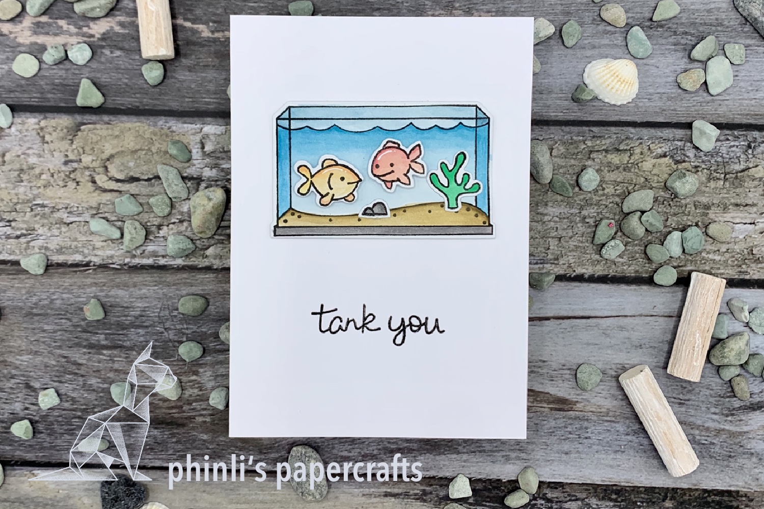 simple thank you card with lawn fawn fintastic friends