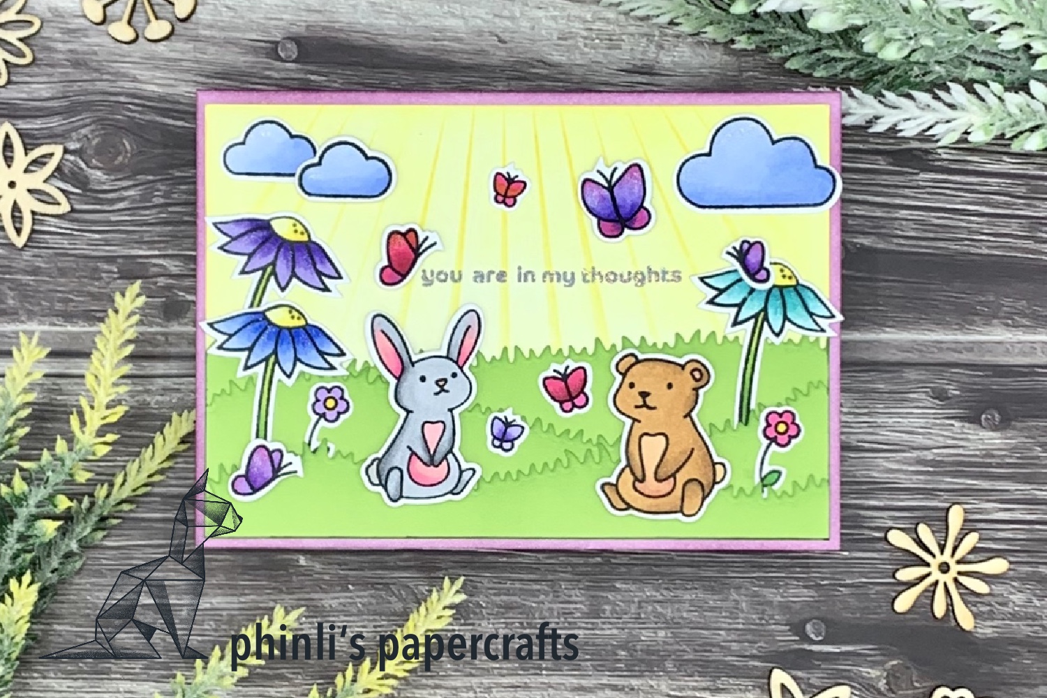 lawn fawn spring card «you're in my thoughts»