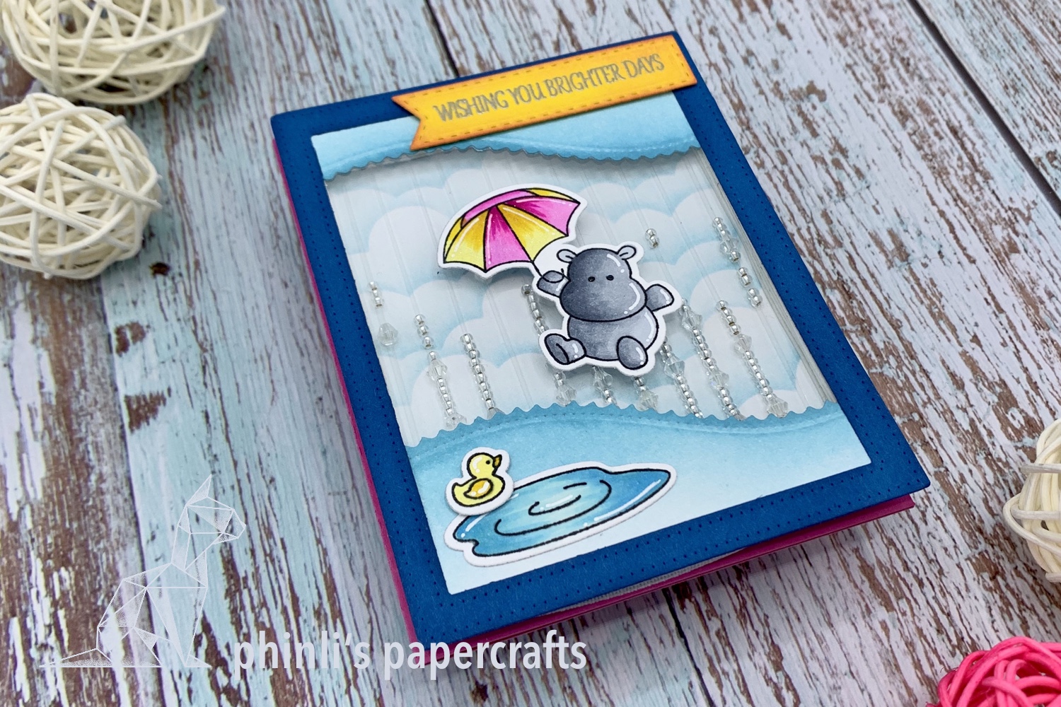 clearly besotted rain shaker card «wishing you brighter days»