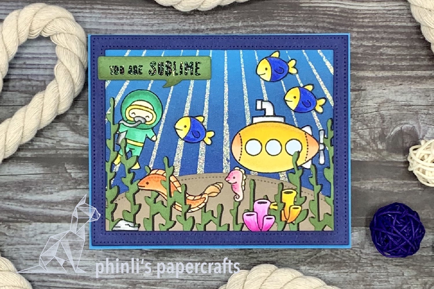 lawn fawn underwater card «you are sublime»