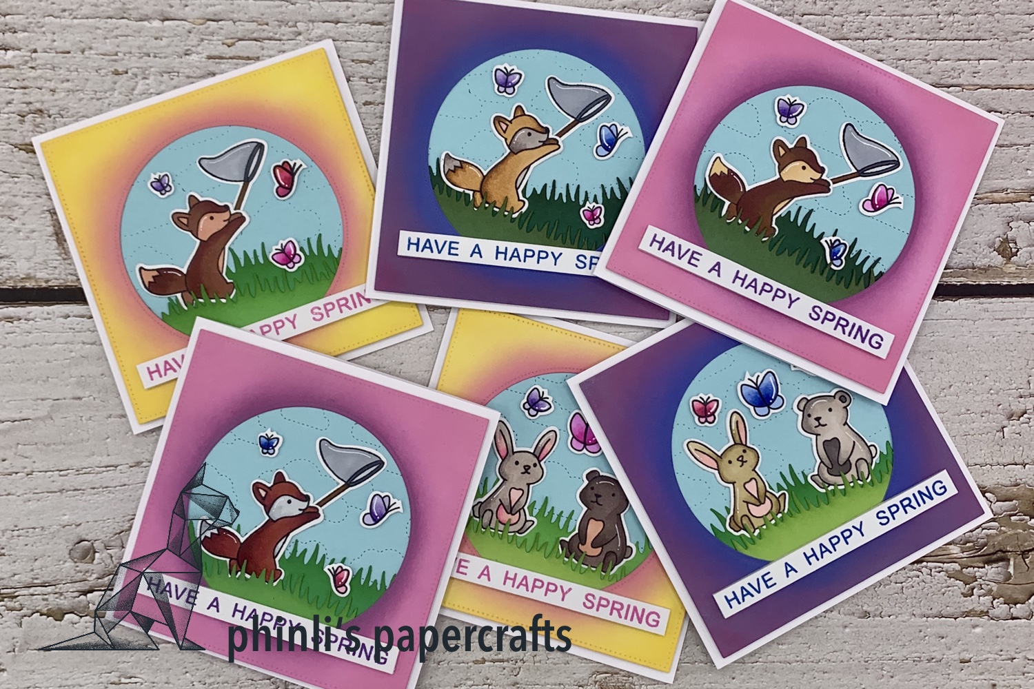 lawn fawn spring cards «happy beary and foxy spring»