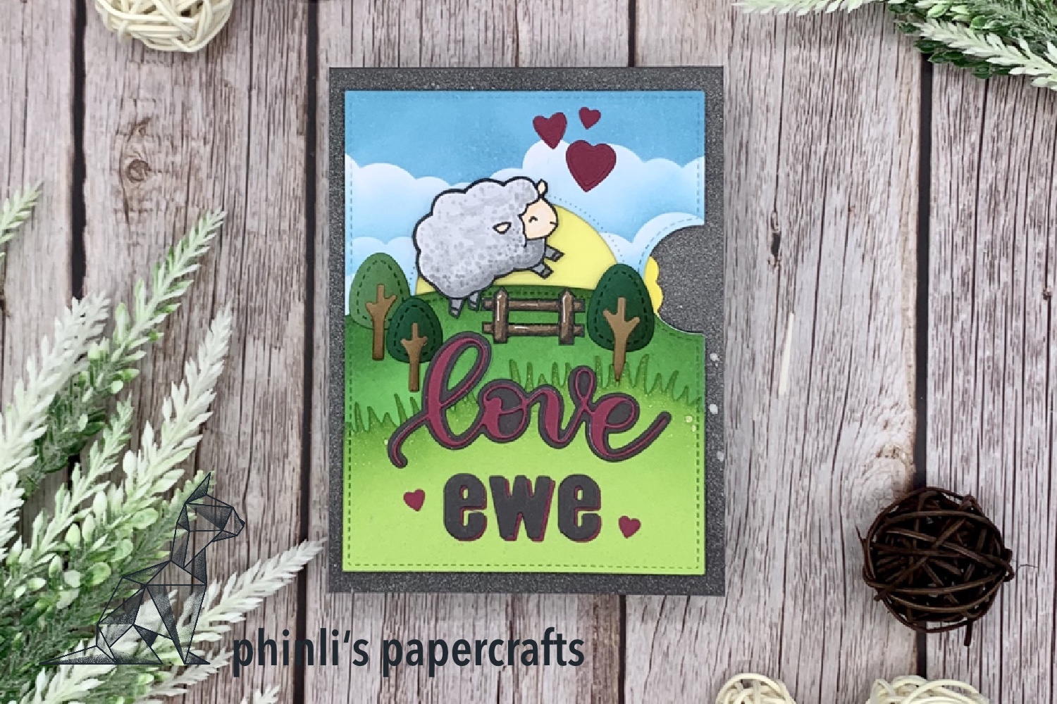 lawn fawn interactive wheel card «love ewe»
