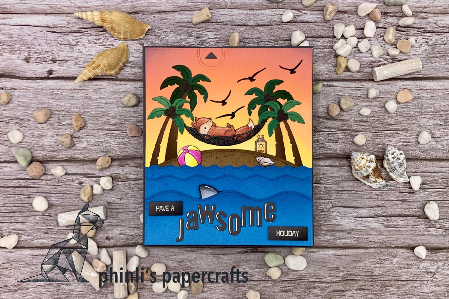 lawn fawn interactive pull tab card «have a jawsome holiday»
