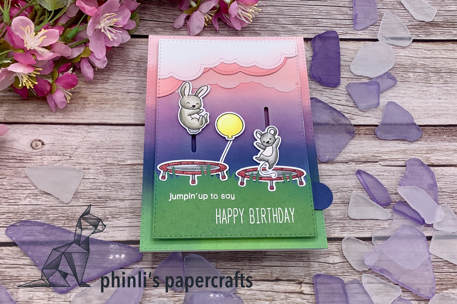 lawn fawn & ldrs creative seesaw slider card «jumpin' up to say happy birthday»