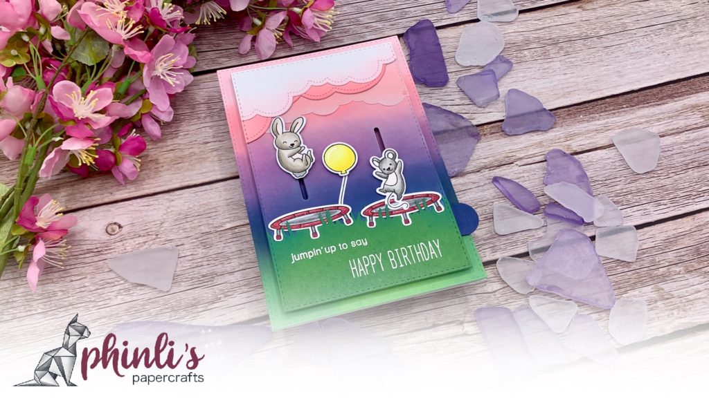 lawn fawn & ldrs creative seesaw slider card «jumpin' up to say happy birthday»