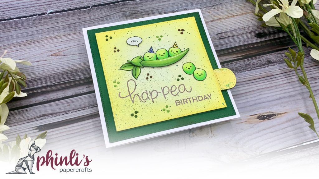 lawn fawn dancing pull-tab birthday card «hap-pea birthday»