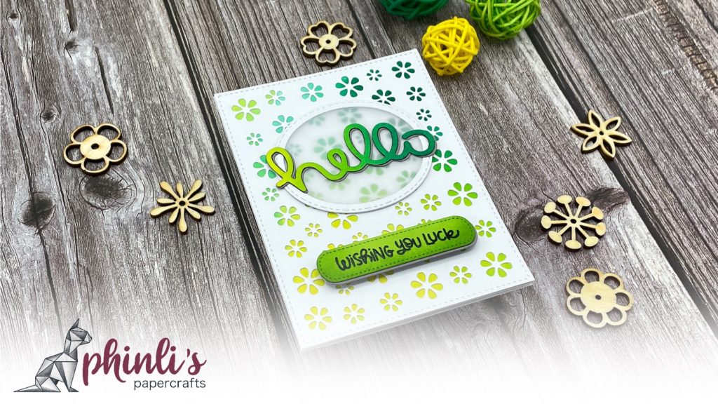 flower power greeting card «floral hello» - green edition
