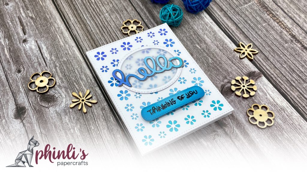 flower power greeting card «floral hello» - blue edition